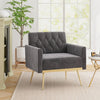 Modern Velvet Upholstered Accent Chair with Button-Tufted Back and Adjustable Feet-Gray