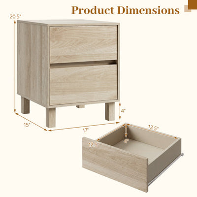 Modern WoodenEnd Table with 2 Storage Drawers-Natural
