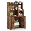 Modern Wooden Industrial Cat Litter Box Enclosure with Storage Shelves-Brown - Brown