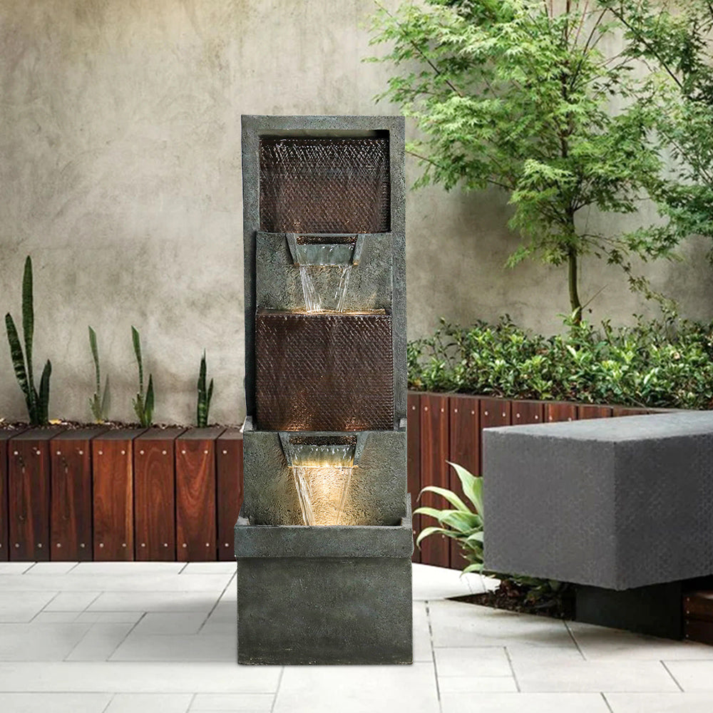 Resin 3 Tier Fountain Modern Outdoor with LED