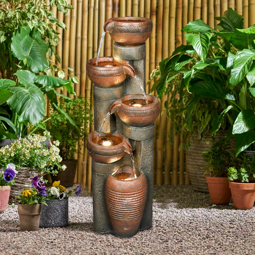Resin Copper Bowl Cascading Column Fountain 39 Inch