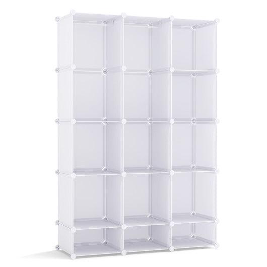 Modular Baby Wardrobe with 13 Cubes and Hanging Rod and Shelves Stackable-White