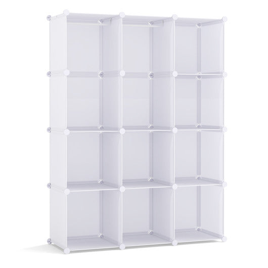 Modular Baby Wardrobe with 10 Cubes & Hanging Rod and Shelves Stackable-White