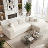 Modular Sectional Sofa Corduroy Upholstered L-shaped Sofa Couch with Deep Seats-Beige