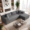 Modular Sectional Sofa Corduroy Upholstered L-shaped Sofa Couch with Deep Seats-Gray