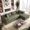 Modular Sectional Sofa Corduroy Upholstered L-shaped Sofa Couch with Deep Seats-Green