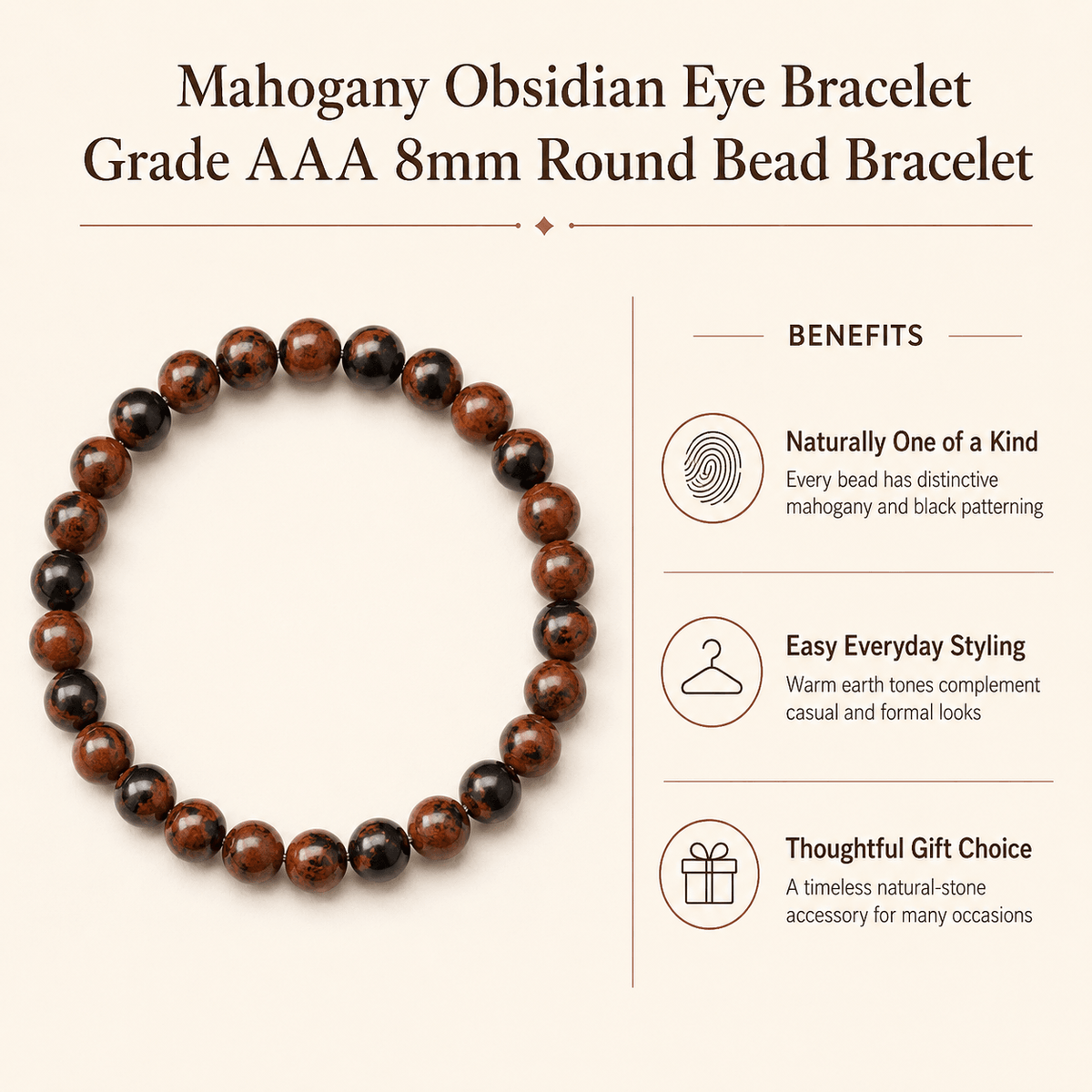 Mahogany Obsidian Bracelet (Creativity and Growth)