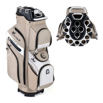 Molded Lock Top Golf Cart Bag with 14-Way Full Length Dividers and 11 Pockets-Khaki