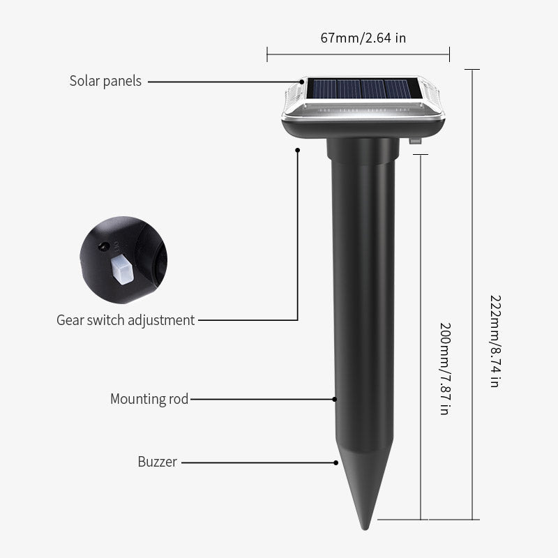 Mole Repellent Solar Powered Gopher Repellent Ultrasonic Solar Powered Sonic Mole Deterrent Stakes, Snake Groundhog Repellent for Yard, Garden, Lawn