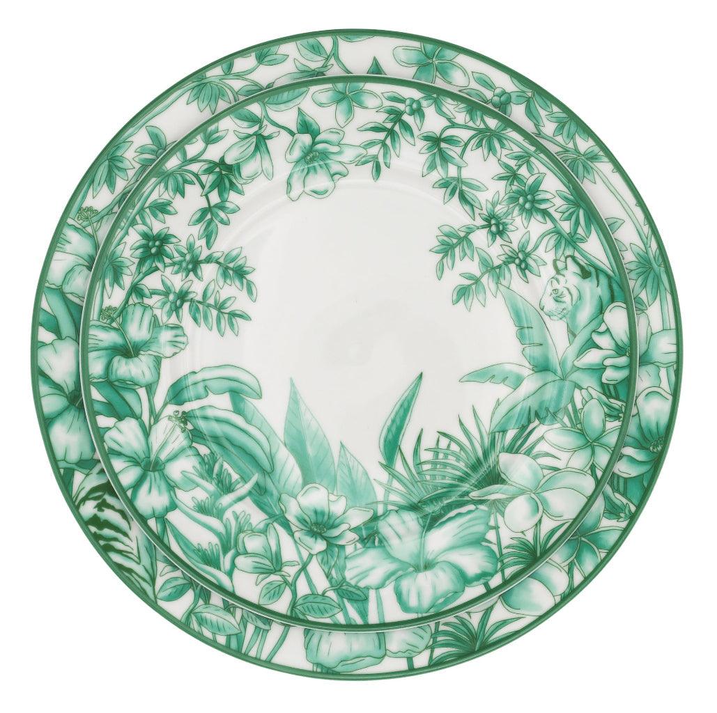 Monsoon Verdant Porcelain Dinner Plates – Set of 4 (+1 Bonus Plate)