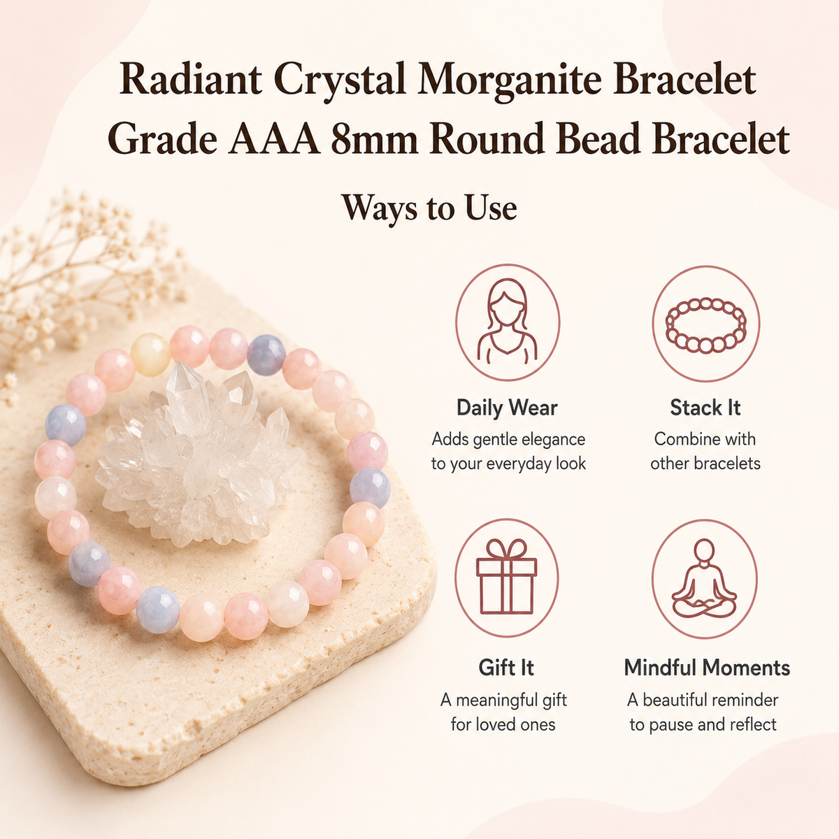 Morganite Bracelet (Travel and Wisdom)