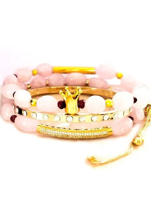 Morganite and Ruby Bracelet set