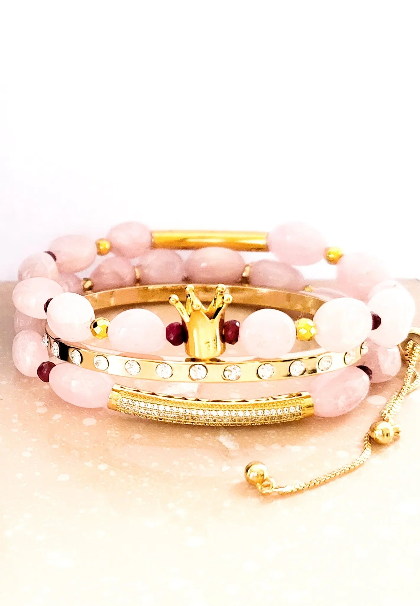 Morganite and Ruby Bracelet set