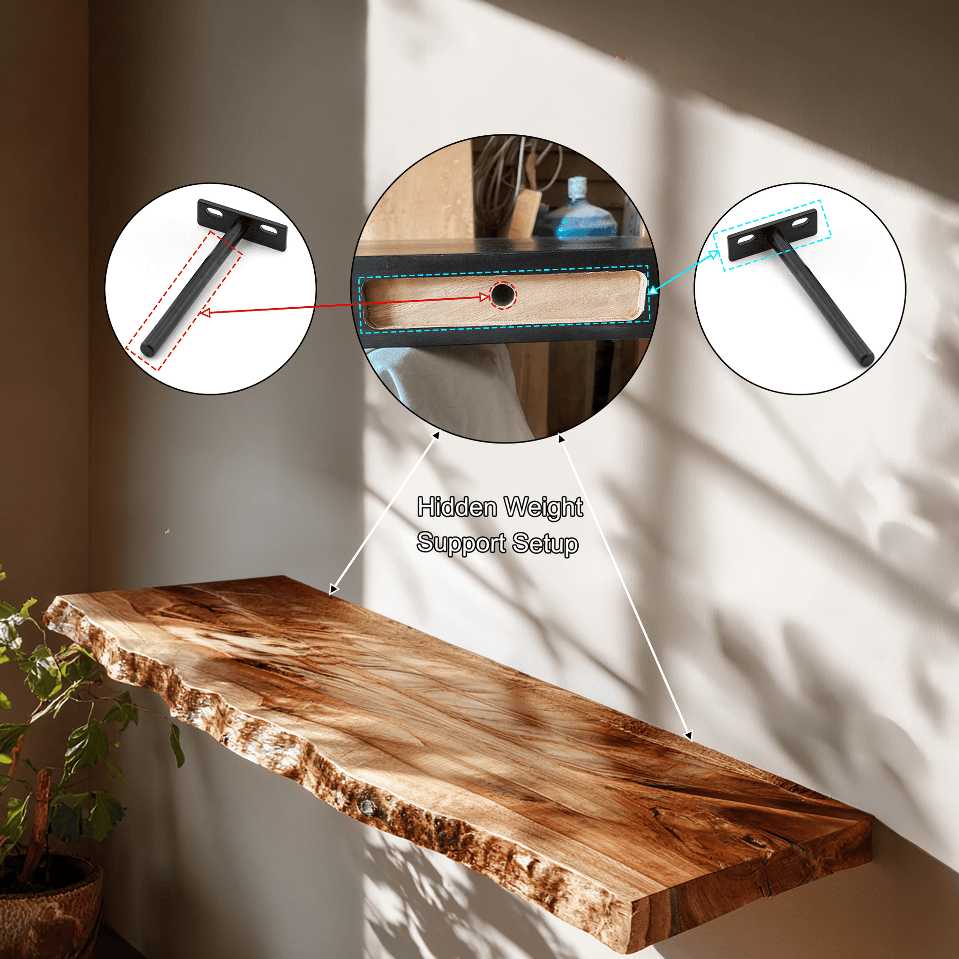 Morvane Live Edge Solid Wood Floating Shelf SPA741365