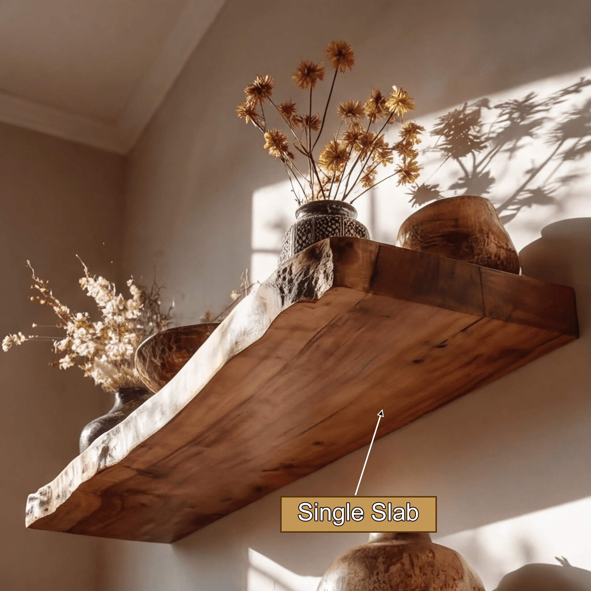 Morvane Live Edge Solid Wood Floating Shelf SPA741365