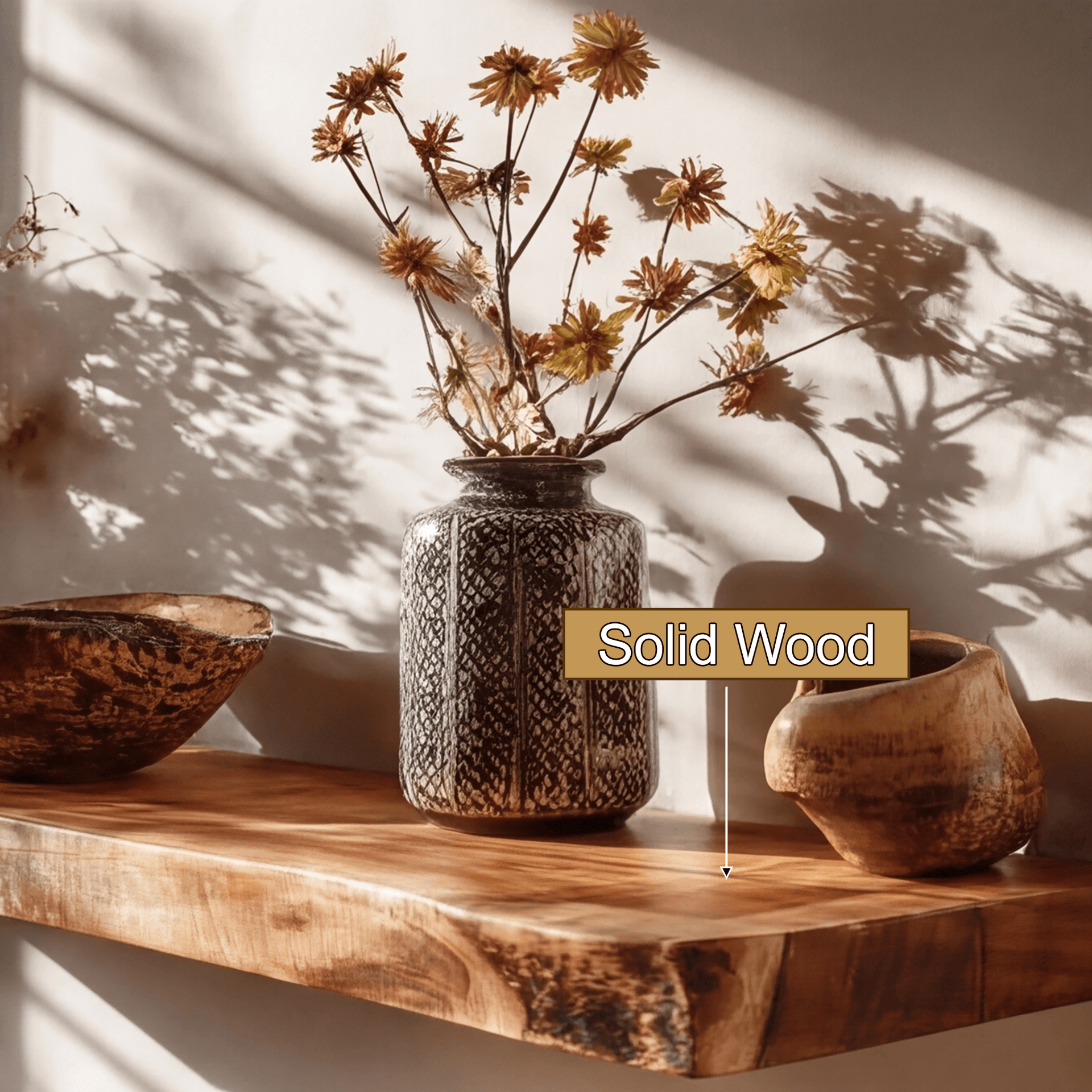 Morvane Live Edge Solid Wood Floating Shelf SPA741365