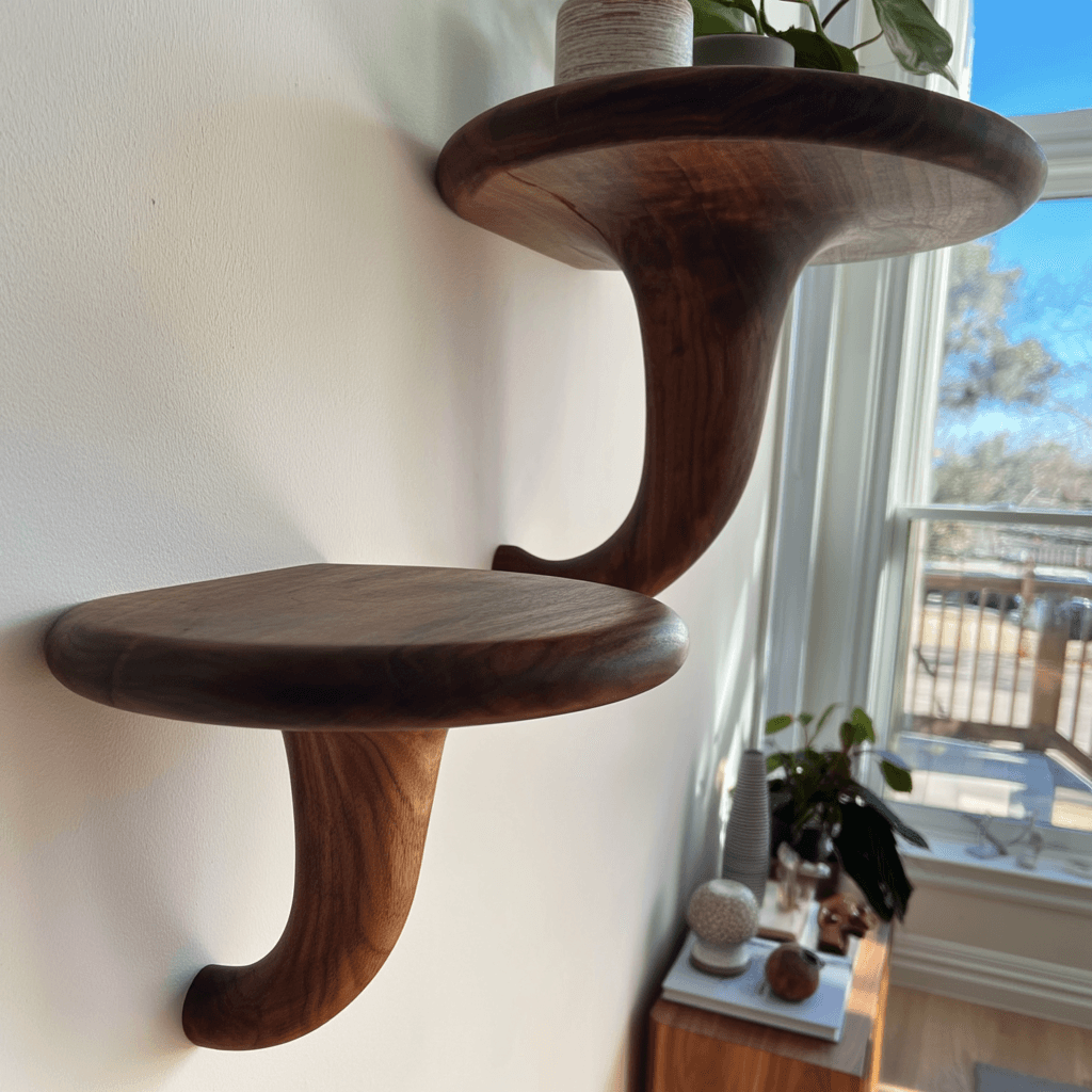 Morvyn Mushroom Solid Wood Floating Shelf SPA548239