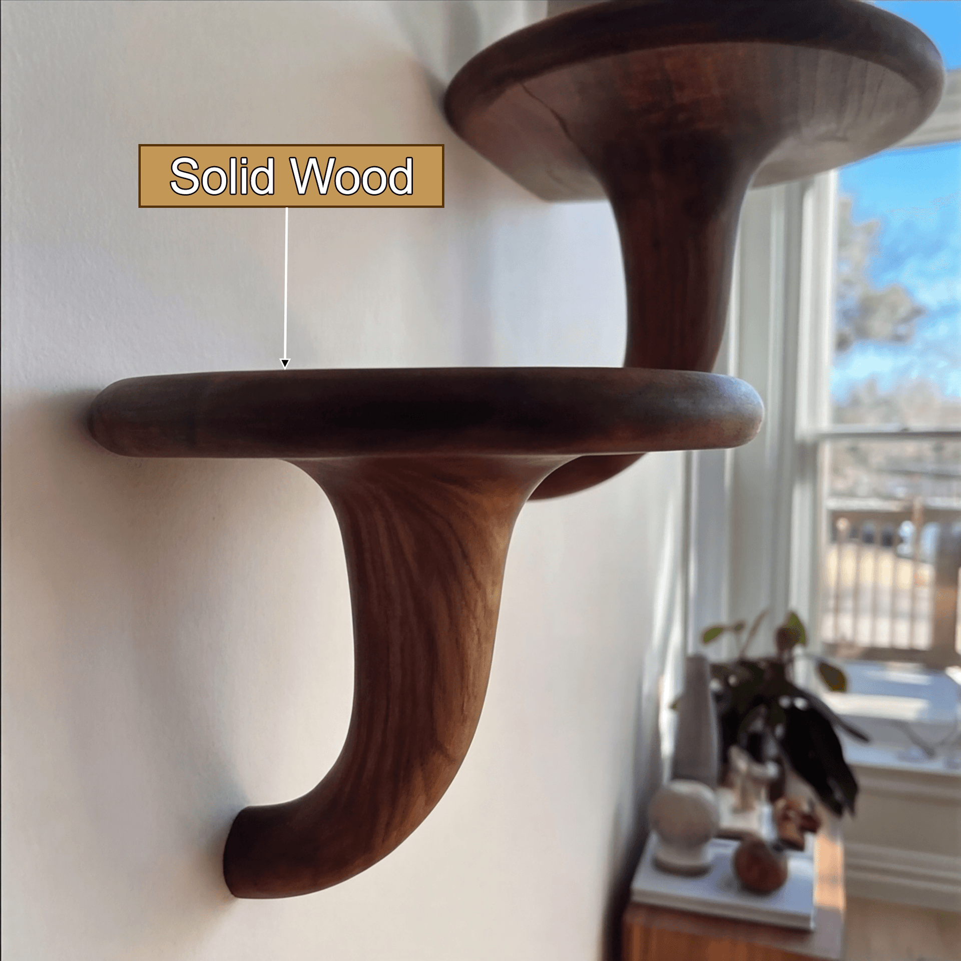 Morvyn Mushroom Solid Wood Floating Shelf SPA548239