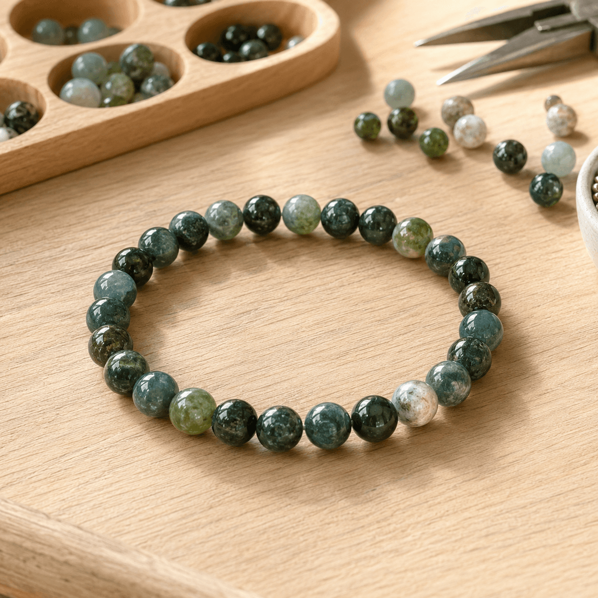 Moss Agate Bracelet (Balance and Communication)
