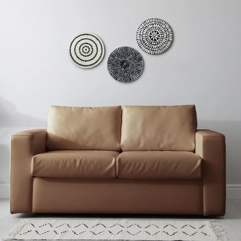 Mother of Pearl Shell Wall Art, 11.8 Inches Mosaic Coastal Plates, Black