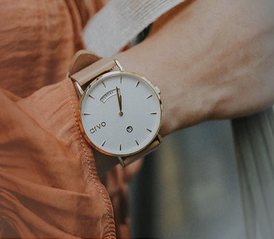 Arvo Awristacrat Watch - Gold - Sand Leather Band