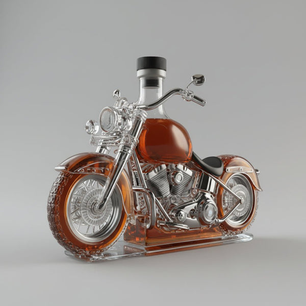 Motorcycle Engine Whiskey Decanter Glass V-Twin Liquor Bottle Bar Decor