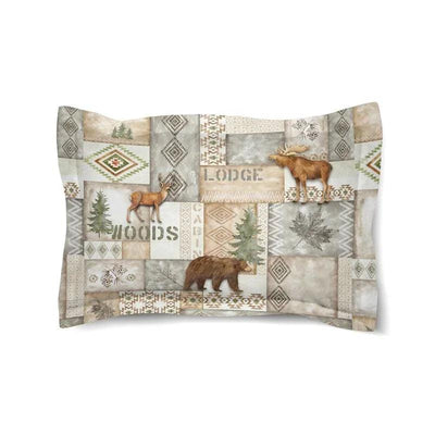 Mountain Trail Patch Gray King Sham