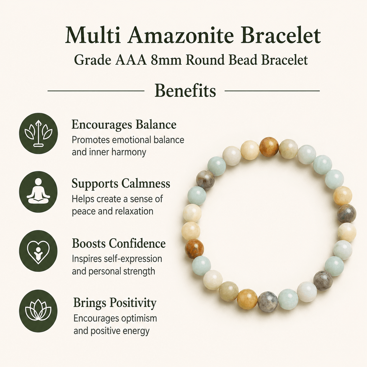 Multi Amazonite Bracelet | Amazonite Crystal Bracelet (Success and Good Luck)