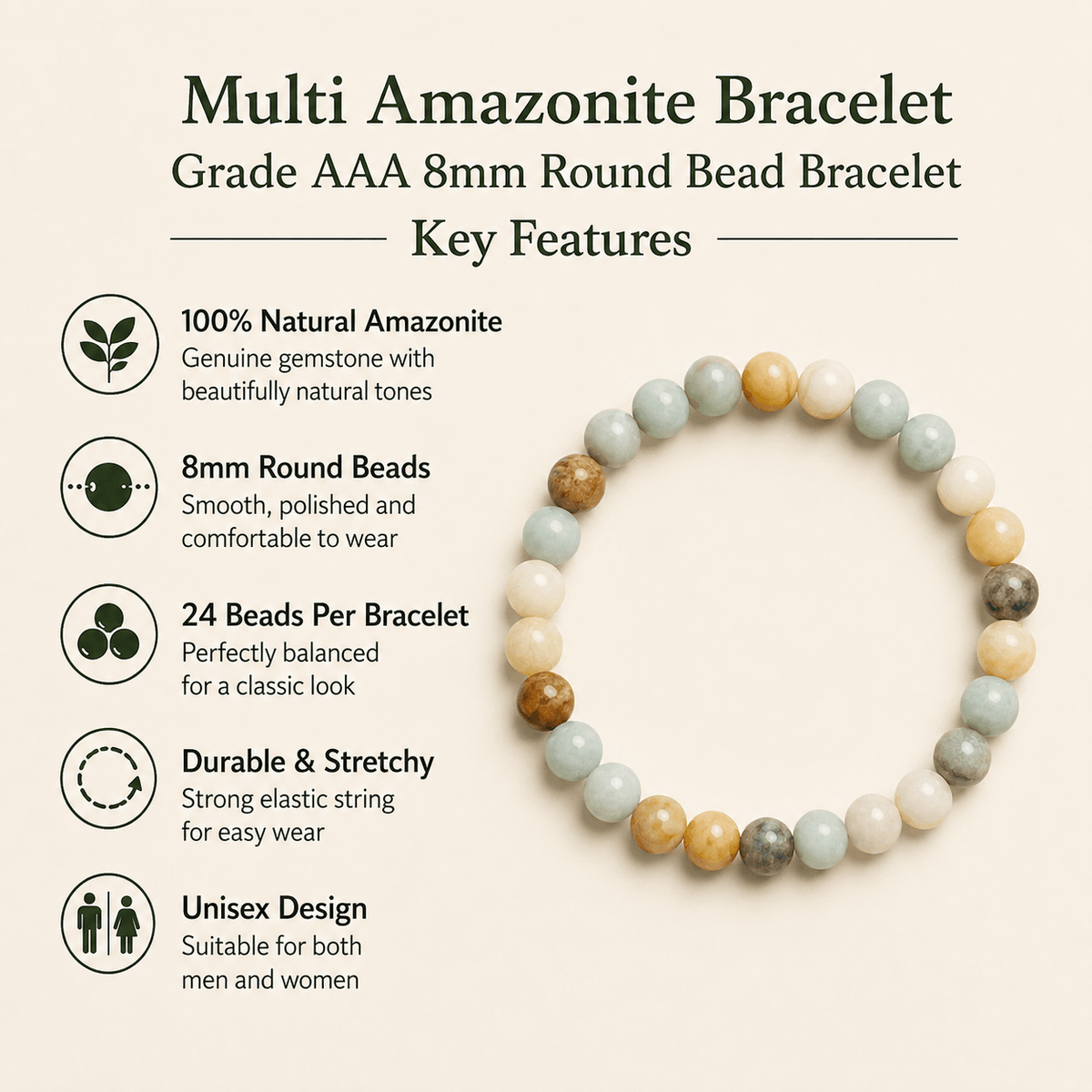 Multi Amazonite Bracelet | Amazonite Crystal Bracelet (Success and Good Luck)