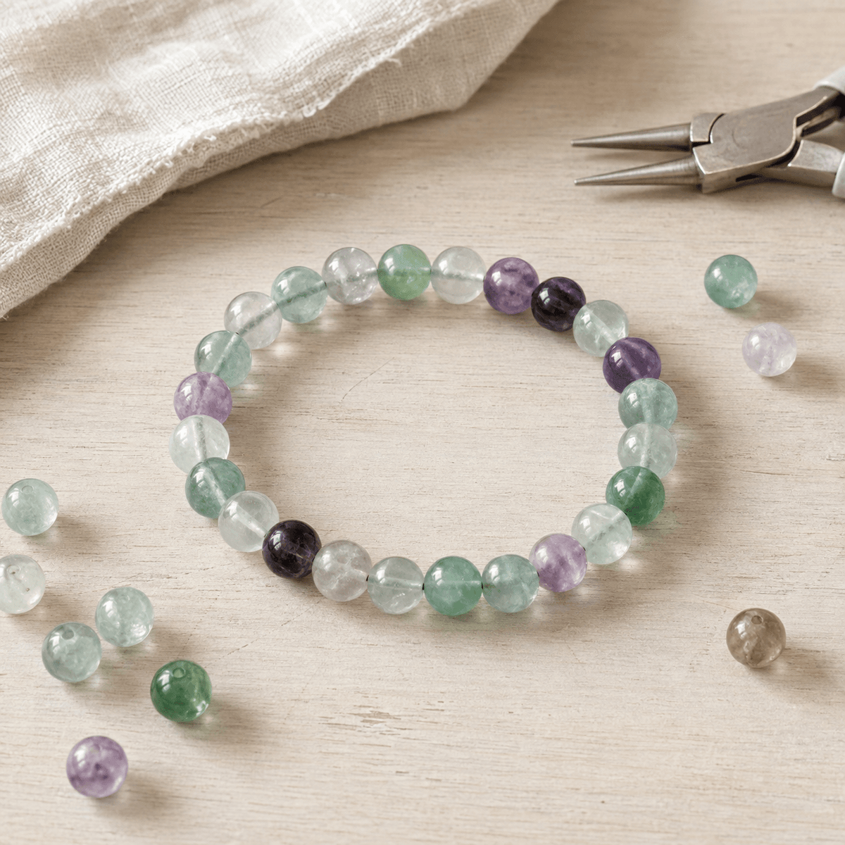 Multi Fluorite Bracelet | Fluorite Crystal Bracelet (Self-Discipline and Clarity)