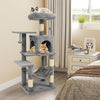 Multi-Level Cat Tower with 2-Door Condo and Padded Top Perch-Light Gray