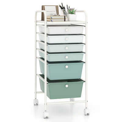 Multifunctional 6 Drawers Rolling Storage Cart Organizer-Green Gradient
