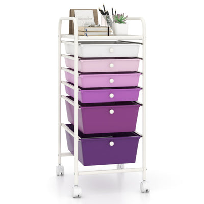 Multifunctional 6 Drawers Rolling Storage Cart Organizer-Purple Gradient