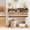 Extendable Computer Desk with Pull Out Secondary Desk-Natural