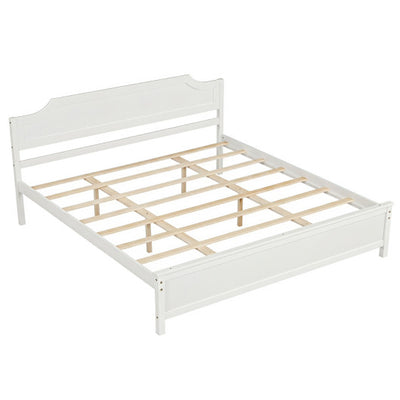 Multiple Size Solid Wood Platform Bed Frame with Headboard in White-King Size
