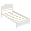 Multiple Size Solid Wood Platform Bed Frame with Headboard in White-Twin Size