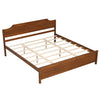 Multiple Size Solid Wood Platform Bed Frame with Headboard in Walnut-King Size