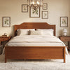 Multiple Size Solid Wood Platform Bed Frame with Headboard in Walnut-Queen Size