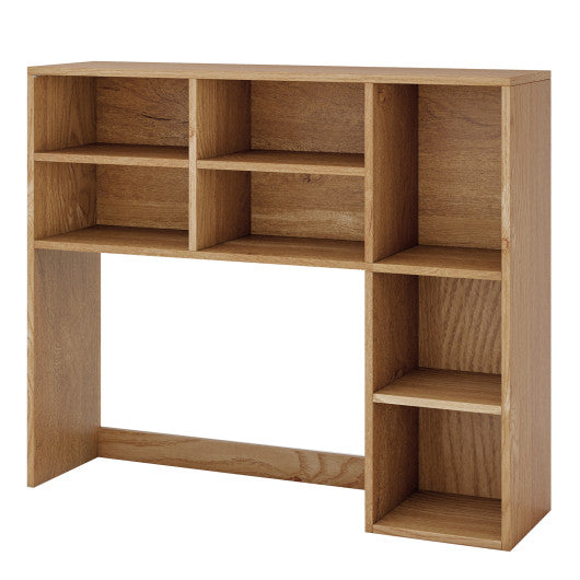 Desktop Bookshelf with 7 Open Cubbies and 3 Adjustable Shelves-Natural