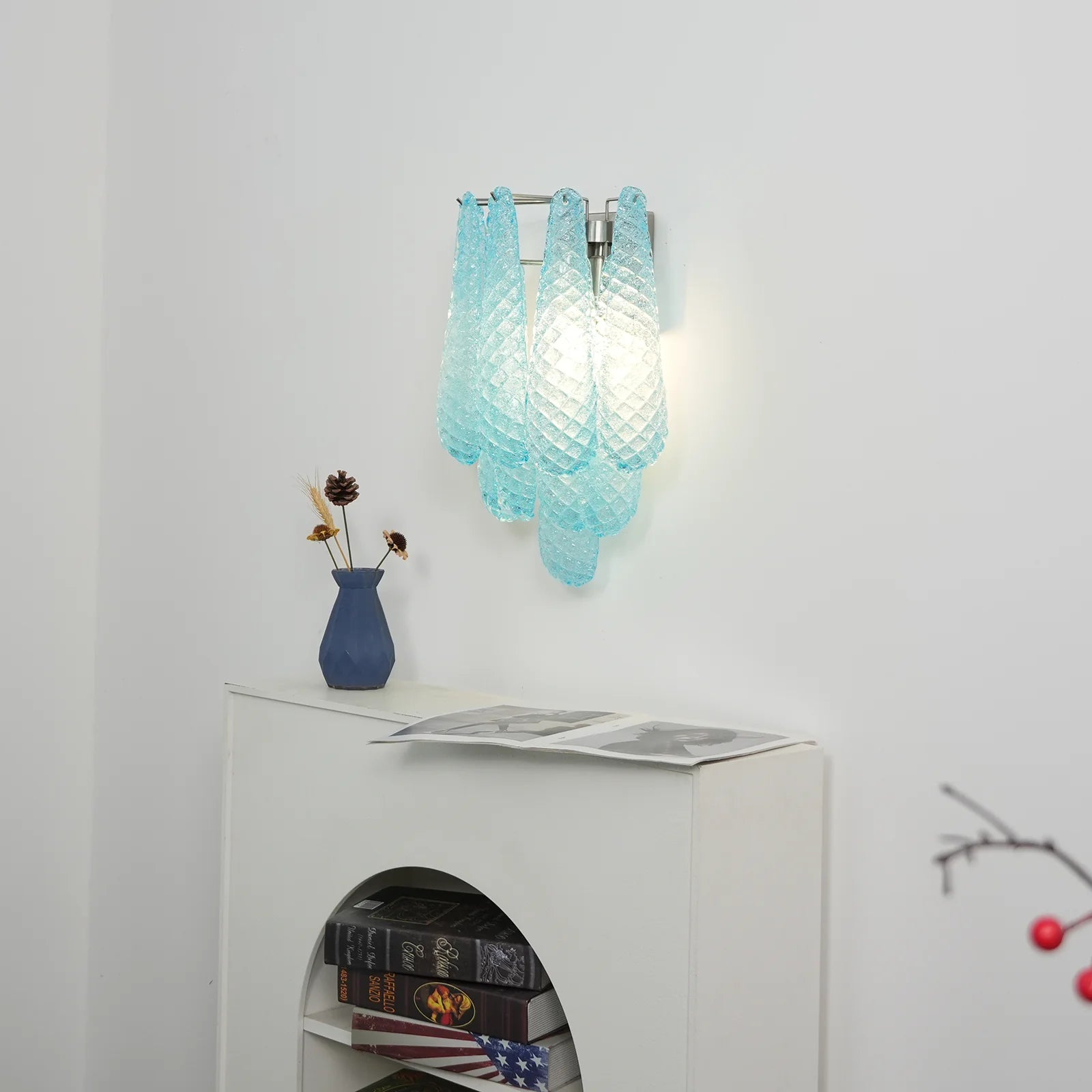 Murano Petals Blue Wall Light