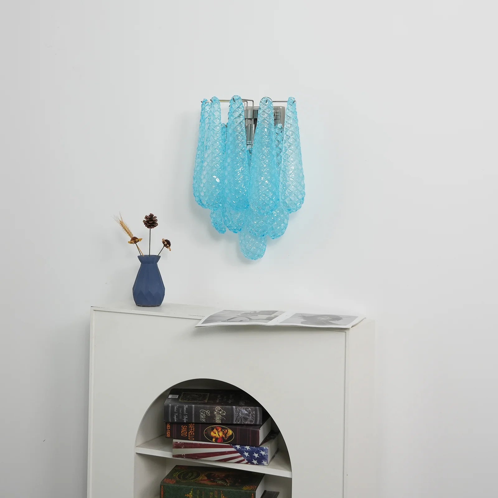 Murano Petals Blue Wall Light