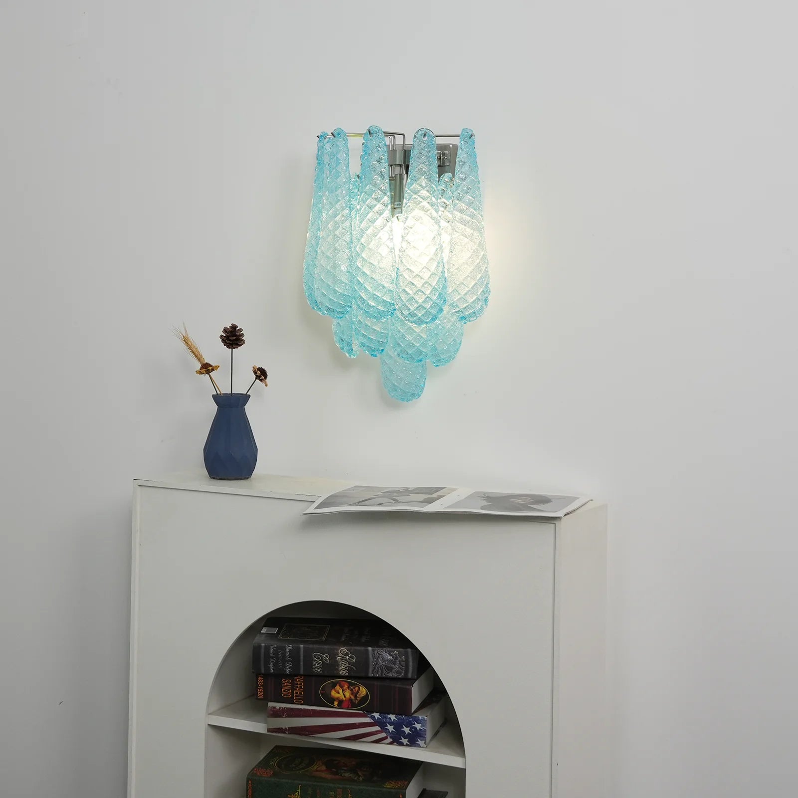 Murano Petals Blue Wall Light