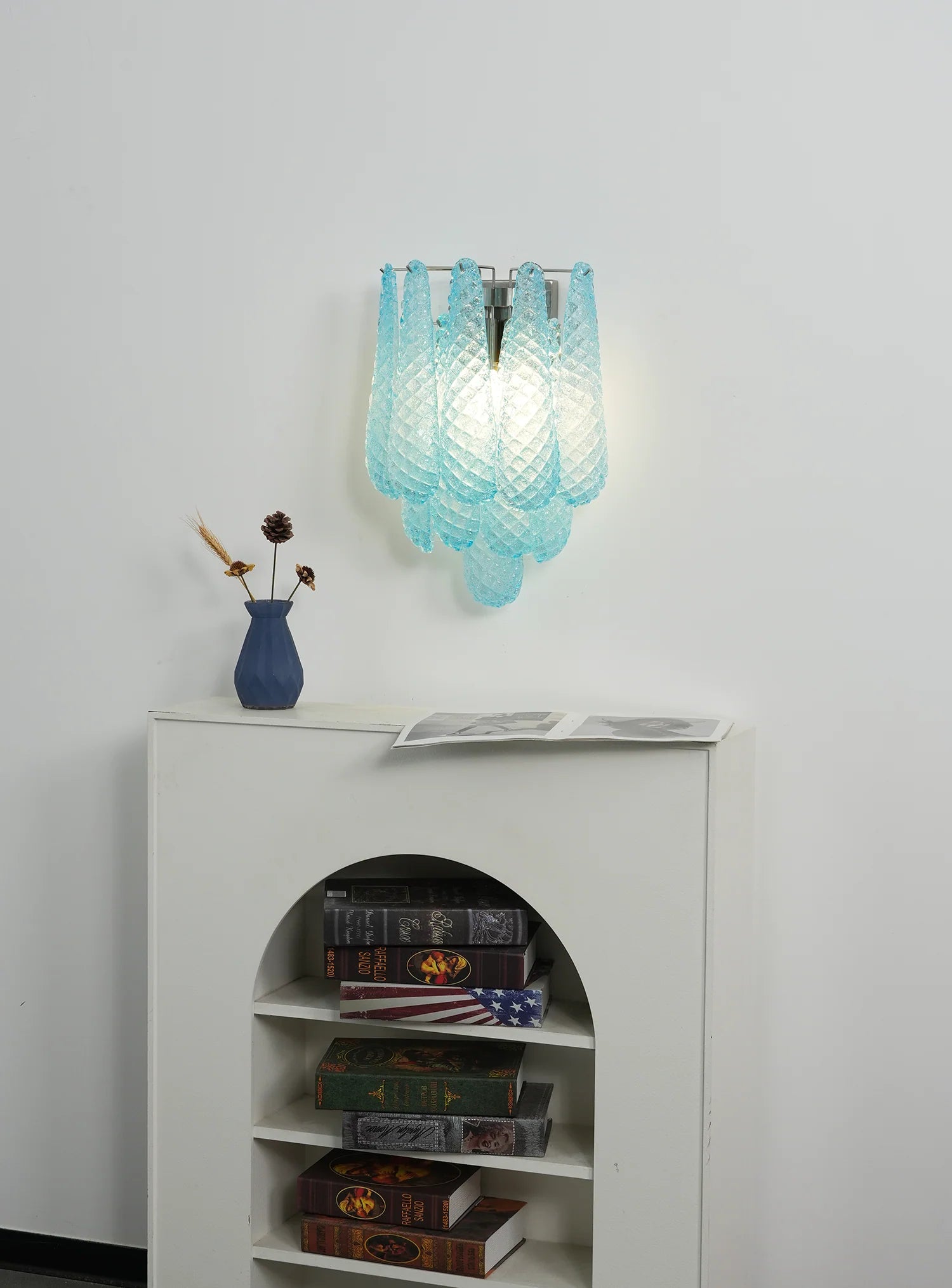 Murano Petals Blue Wall Light