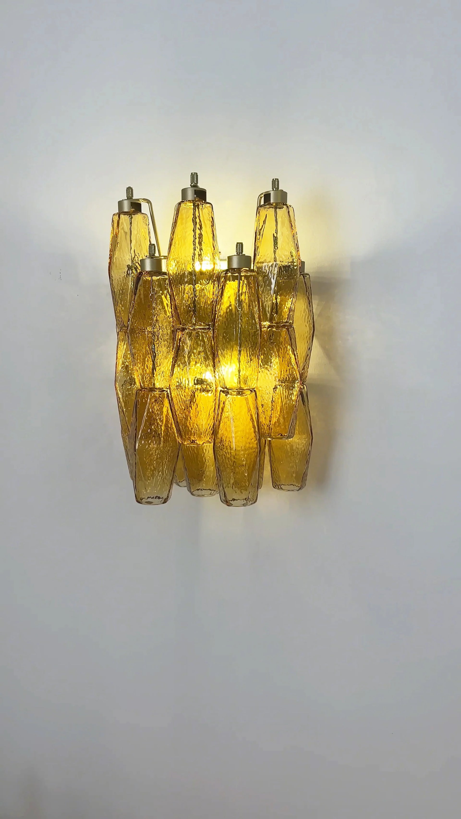 Murano Poliedri Amber Glass Wall Sconces