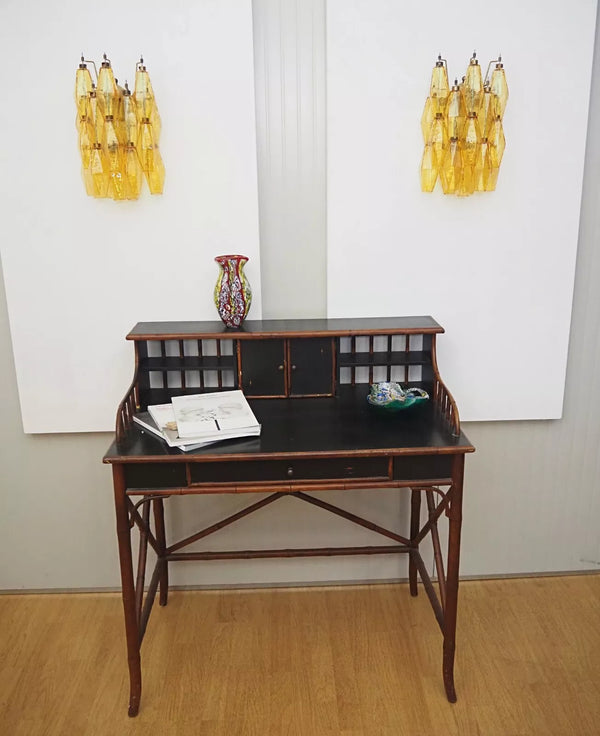 Murano Poliedri Amber Glass Wall Sconces