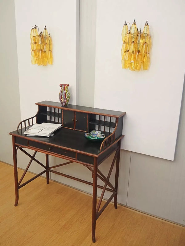 Murano Poliedri Amber Glass Wall Sconces