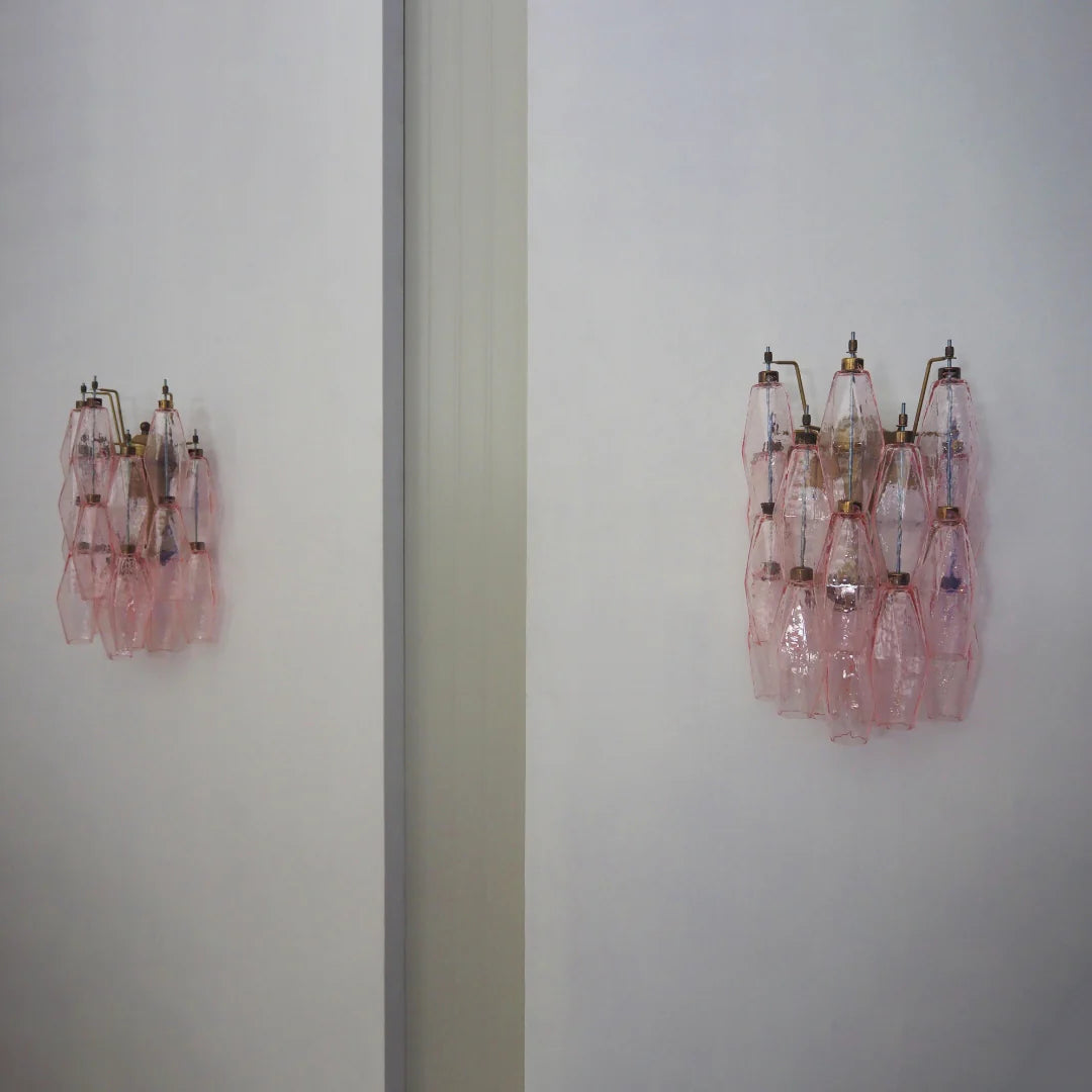 Murano Poliedri Pink Glass Wall Sconces