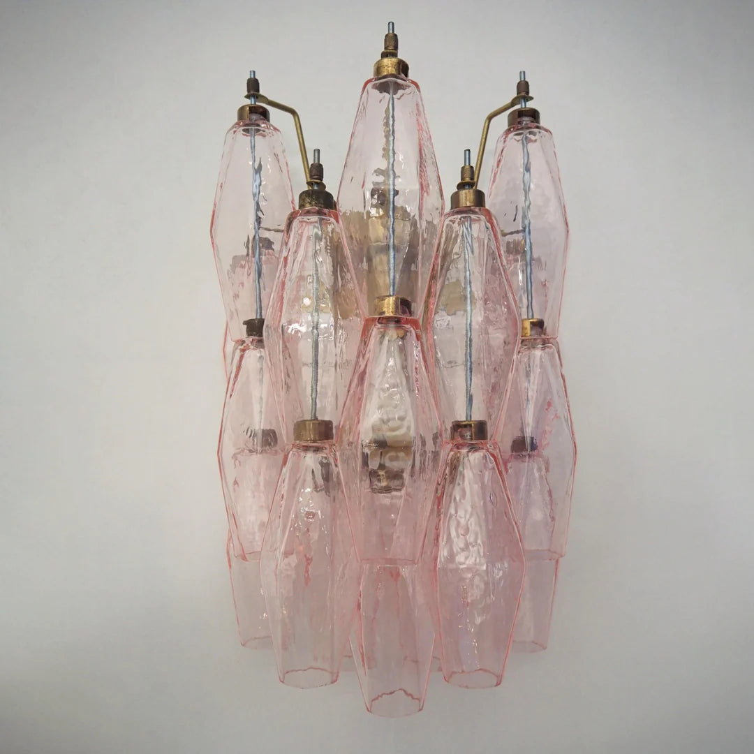 Murano Poliedri Pink Glass Wall Sconces