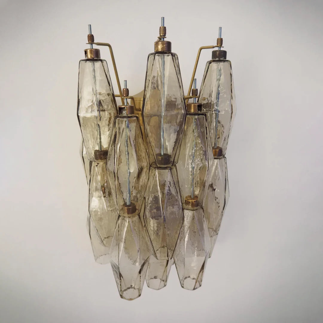 Murano Poliedri Smoked Glass Wall Sconces