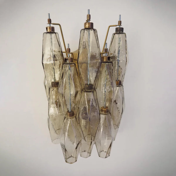 Murano Poliedri Smoked Glass Wall Sconces
